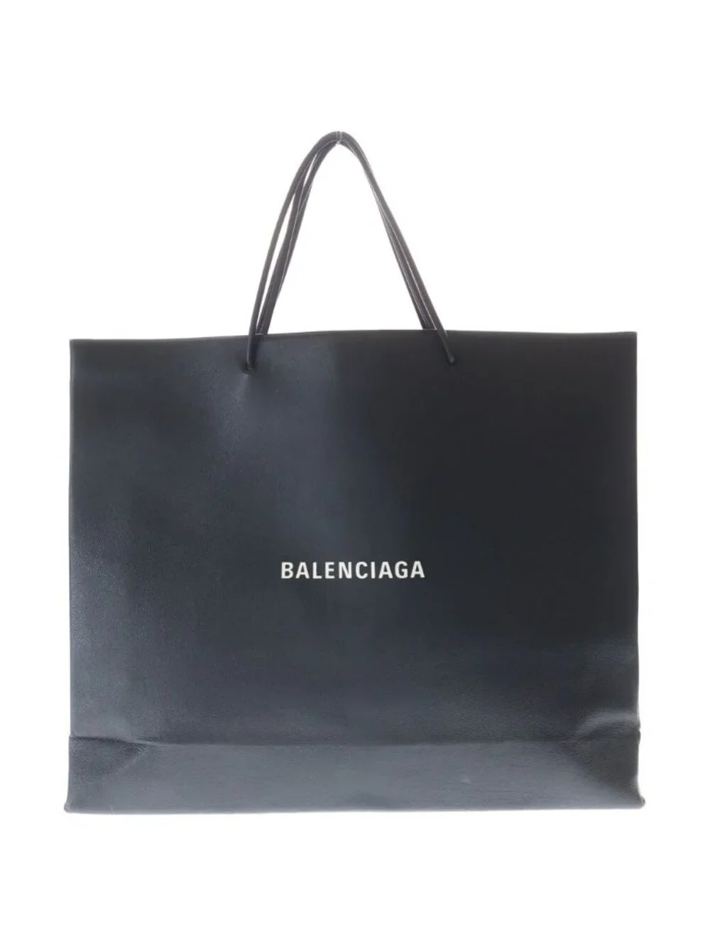 Balenciaga Leather Logo Shopping Tote Black